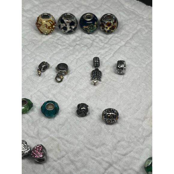 31 slide charms unknown maker - some have makers mark + bracelet + Pandora cord - Picture 11 of 11